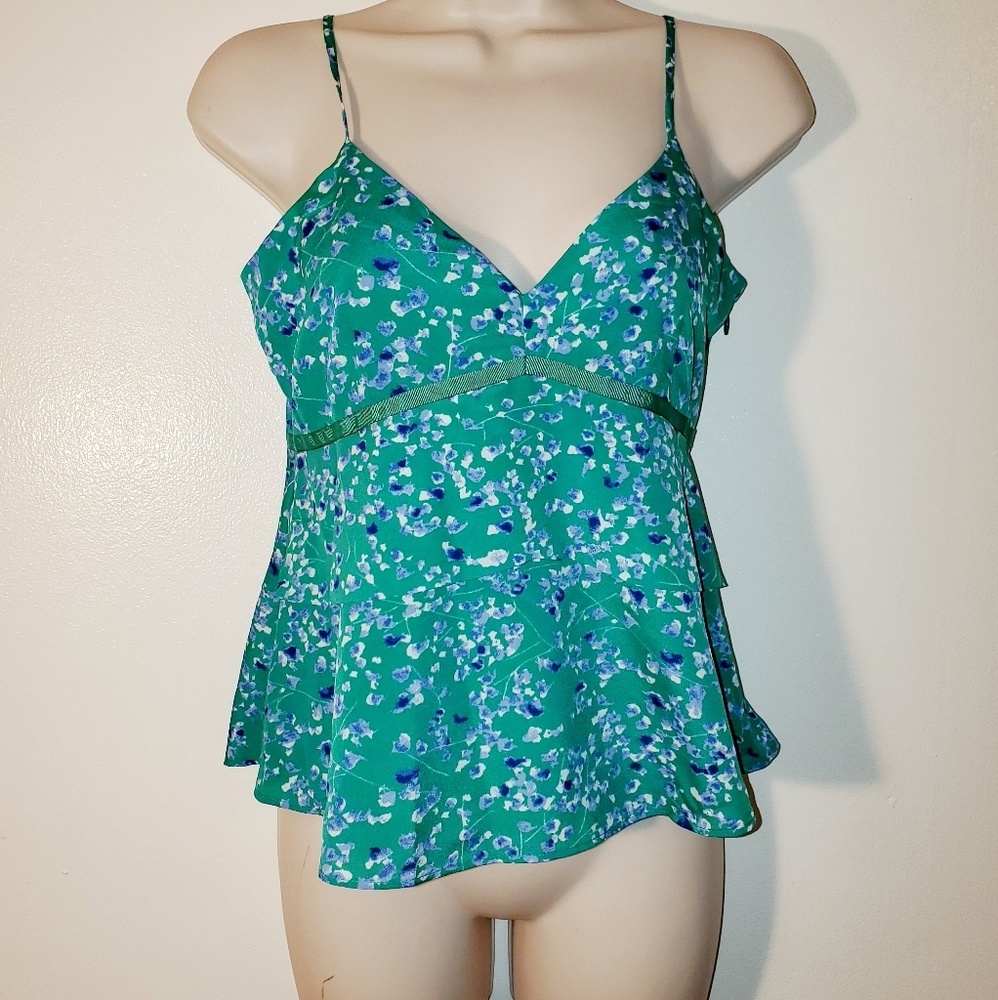 Banana Republic petite green floral camisole top